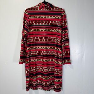 Jude Connally Red, Tan, and Black Long Sleeve Dress Sz Large